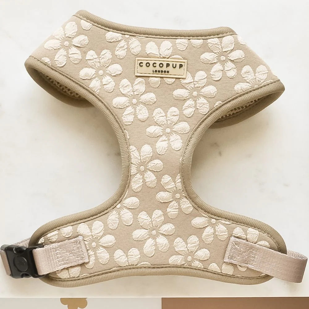 Cocopup London – LUXE Adjustable Neck Dog Harness – Mocha Flower